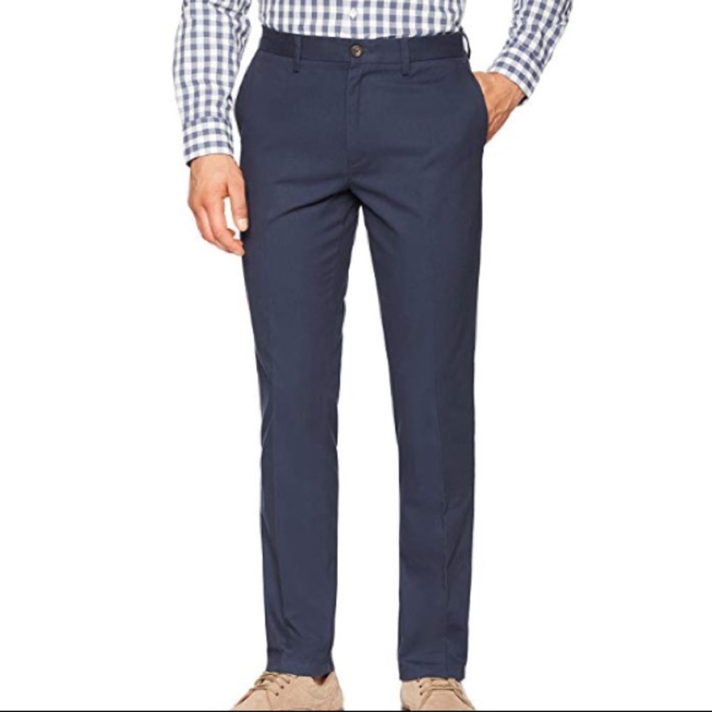 💲Essentials Men 33W x 32L Slim Fit Flat Front Pants